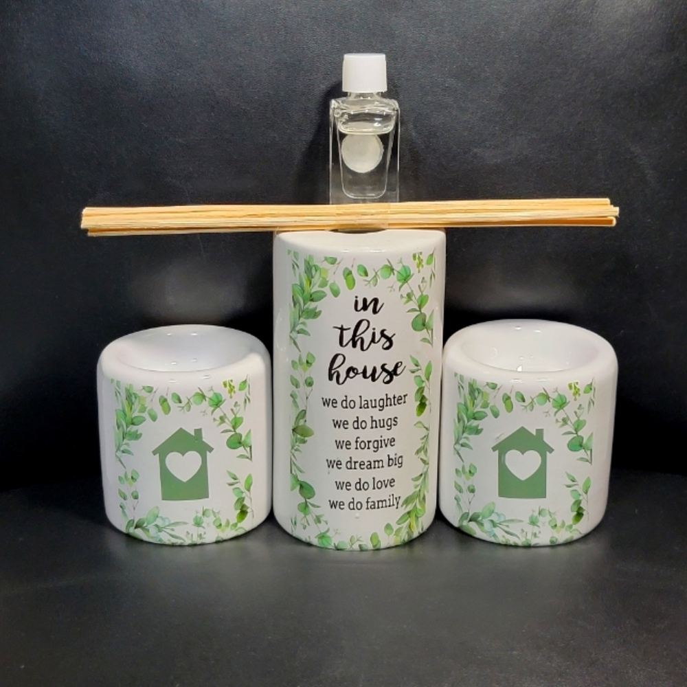 5-Piece Set Diffuser Candle Holder Vanilla Oil with Reeds